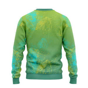 <b>Men's</b> <b>Green</b> Teal Grunge Splatter Baseball Crew Neck Sweatshirt Custom Logo Pullover Team Bulk Training Wear Tops OEM Custom Logo - Product Image 2