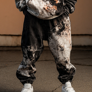 <b>Drop</b> Shoulder Tie Dye Wash Tracksuit Men Winter Fashion Baggy Tie Dye Stone Wash Tracksuits Heavy Weight Vintage Wash Track Suit - Product Image 3