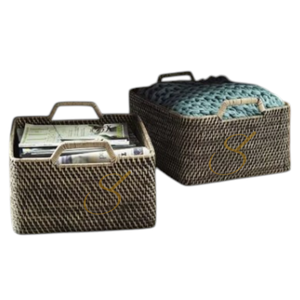 Natural rattan basket with handle, woven rattan storage basket - Product Image 4