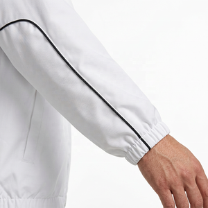 Chándal Blanco para Hombre, Chaqueta con Cremallera Completa, Bolsillos Laterales, Transpirable, Poliéster, Color Sólido, Corte Regular, Ropa de Invierno - Product Image 6