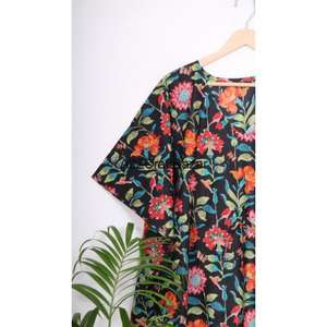 Robe kaftan en coton indien à imprimé floral, robe maxi 100% coton pour les mamans, robe longue pour toutes les saisons - été, hiver, automne, printemps - Product Image 3