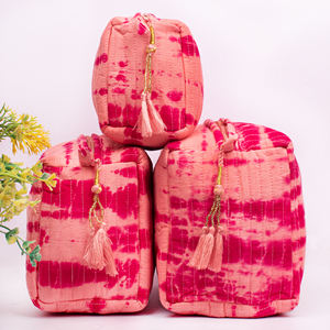 Sac à cosmétiques matelassé en coton unisexe, grande capacité, imprimé à la main, lavable, style vintage, fermeture éclair, vente chaude, qualité supérieure - Product Image 2