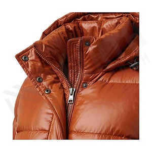 Hooded Quilted Waterproof <b>Bubble</b> Jacket Black Full Sleeve Winter Windproof Cotton Shell Knitted Fabric Polyester Filling Stand - Product Image 4