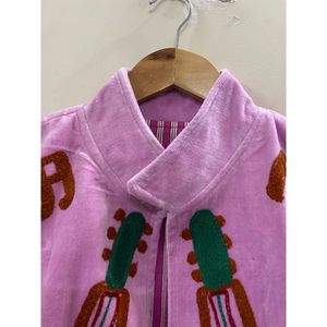 Women's Purple <b>Velvet</b> <b>Jacket</b> Mandarin Collar Floral Embroidery Prairie Chic Autumn Coat Handmade Suzani <b>Velvet</b> <b>Jacket</b> - Product Image 3