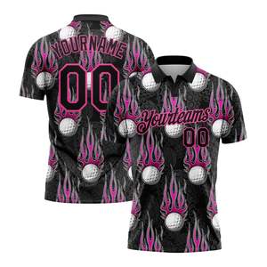Camisetas de Golf Personalizadas con Sublimación 3D, Transpirables, de Secado Rápido, Manga Corta, Spandex/Poliéster, MOQ Bajo - Product Image 5