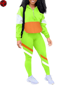 <b>Women</b> Colorblock Tracksuit Set Zip Up Hoodie Jacket and Leggings Sportswear Casual Wear <b>Women</b> <b>Windbreaker</b> Tracksuit Set - Product Image 1