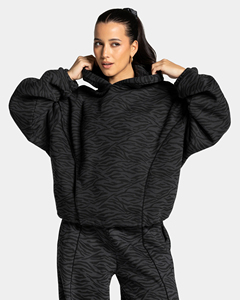 100% Cotton Fleece Black Zebra Print black <b>line</b> Piping Women's oversized hoodie <b>pant</b> tracksuit set women two piece tracksuit set - Product Image 6
