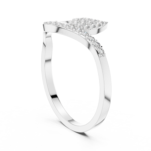 Ensemble de bagues minimalistes en or blanc 18 carats avec diamants de laboratoire taillés en forme de feuille, plaqué rhodium de luxe, certifié pour fiançailles, mariage et soirées - Product Image 3