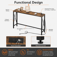 Table console étroite pour entrée, couloir ou coin, avec 2 prises AC, 2 ports USB, pieds réglables en forme de X, OEM ODM