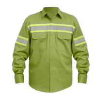 Chemise de travail réfléchissante rouge pour homme, polyester, manches longues, uniforme haute visibilité avec poches poitrine