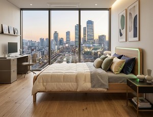 โครงเตียงคิงไซส์ไม้เนื้อแข็งดีไซน์หรูหราทันสมัย พร้อมไฟ LED แบบพับได้ และสถานีชาร์จในตัว - Product Image 1