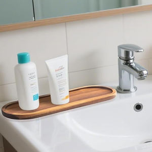 Juego de 2 bandejas ovaladas de madera de Acacia de granja rústica, respetuosas con el medio ambiente, duraderas, hechas a mano, organizador de almacenamiento de cocina, platos, botellas de Perfume - Product Image 6