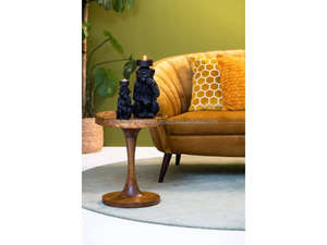 Table d'appoint ronde en bois élégante pour le salon et la chambre à coucher, table d'appoint moderne en bois massif, table d'appoint classique sur piétement - Product Image 2