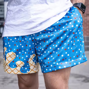 Pantalones cortos de malla de poliéster personalizados de alta calidad, de secado rápido, transpirables, con estampado de fuego, cordón ajustable y sublimación para hombre. - Product Image 5