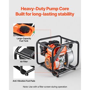 Pompa d'Acqua Portatile a Benzina 7HP con Tubo di Scarico da 25 Piedi, Pompa di Trasferimento Acqua Semi-Sporca 3-in-1, 264 GPM per Pompe da Piscina - Product Image 5