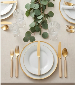 Ensemble d'ustensiles de table en acier inoxydable poli cuivré avec manches couleur moutarde, parfait pour les repas quotidiens et les occasions spéciales - Product Image 4