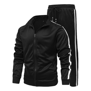 Conjunto Deportivo para Hombre, Color Morado, Manga Larga, Cierre de Cremallera, Cuello Alto, Color Sólido, Pantalones Deportivos, Secado Rápido, Corte Regular, Otoño - Product Image 2