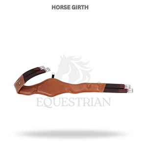 Cincha de salto de cuero para caballo con protector de vientre para equitación - Product Image 2