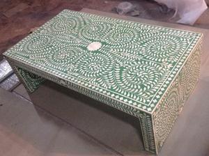 Mesa con Incrustaciones de Hueso de ILAHI, Diseño Moderno con Detalles de Ágata, Almacenamiento Portátil, Muebles para el Hogar - Product Image 2