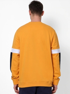 Sudadera de Cuello Redondo Amarilla para Hombre, Corte Regular, Bloques de Color, Informal, Tejida, 100% Algodón, para Otoño - Product Image 3