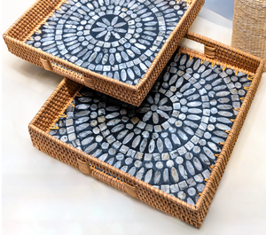 Plateau de rangement en nacre de dernière conception, plateau de haute qualité, 2 pièces, motif feuille - Product Image 6