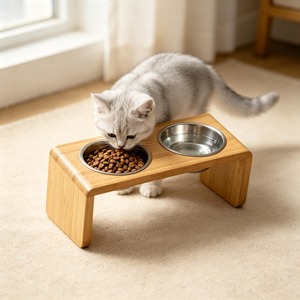 Support surélevé en bambou massif pour gamelles de chien et de chat, support surélevé pour bols de nourriture et d'eau pour animaux de compagnie - Product Image 4