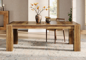 Ensemble de table à manger moderne de luxe en bois de manguier massif, hauteur réglable, pieds en métal noir de haute qualité en forme de X, pour cuisine, chambre, maison - Product Image 2