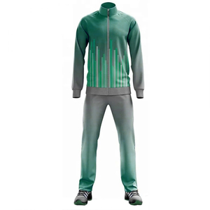 Chándal Verde para Hombre, Cuello Alto, Estampado Geométrico, Transpirable, de Poliéster, Deportivo, para Otoño, Corte Regular - Product Image 1