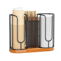 Organisateur de bar à café moderne pour la maison, support en métal pour gobelets et couvercles, rangement minimaliste pour comptoir de cuisine, pour station à café