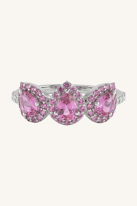 Anillo de Zafiro Rosa y Diamantes en Plata de Ley 92.5 KLSR-11894 - Product Image 4