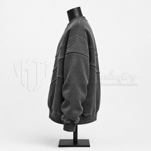 Sweat-shirt à col rond pour homme, coupe classique, en molleton français lavé, couleur unie, pull décontracté, 100% coton, respirant, streetwear d'automne - Product Image 5