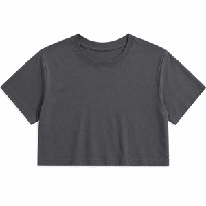 Camiseta Corta Lisa, Ropa Casual Minimalista de Moda, Fabricante OEM, Camiseta Corta de Manga Corta para Mujer, Algodón Ligero, Moda de Verano - Product Image 6