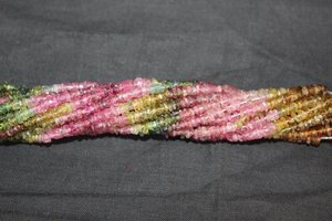 Cuentas facetadas de turmalina multicolor natural, hilo de 13 pulgadas, cuentas de piedras preciosas de 3-3.5mm, venta al por mayor a granel - Product Image 2