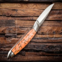 Couteau de chasse et de camping artisanal SIZZCO, lame fixe en acier D2, couteau utilitaire OEM EDC avec étui en cuir, meilleur cadeau
