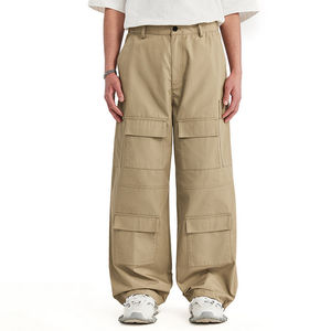 กางเกงคาร์โก้ทรงตรงผ้าลายสก็อตคุณภาพสูงสำหรับผู้ชาย แปดกระเป๋า กางเกงจ็อกเกอร์ขากว้างรูดเชือก กางเกงทรงหลวม - Product Image 3