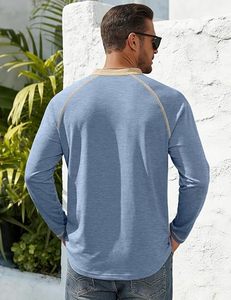 Men's Henley Short Sleeve Shirt Moisture Wicking Lightweight 100% Cotton Front Logo Casual Summer Basic Tee - Product Image 3