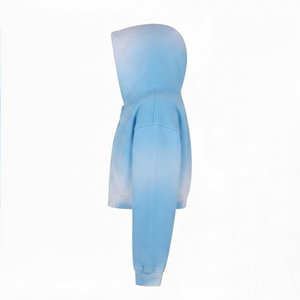 Sweat-shirt à capuche zippé court pour femme, bleu clair, en molleton, à manches longues, avec logo personnalisé de haute qualité, pour tenue décontractée d'automne - Product Image 3