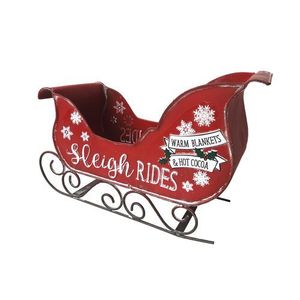 Stylish Red Metal Sleigh Christmas Decoration Outdoor Holiday Display Durable Irregular Shape - Product Image 2