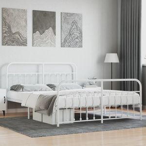 Telaio letto in metallo 72 \ "x83.9 \" bianco con pedana senza materasso - Product Image 1
