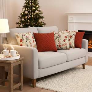 SOGA 5PC Home Decor Set Botanical Floral Light Pillowcase and Classic <b>Red</b> Diamond Knit <b>Cushion</b> <b>Cover</b> for Seat Decor - Product Image 6