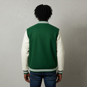 Chaqueta universitaria de béisbol de alta calidad, holgada, con bloques de color, para hombre, a la moda, acolchada de algodón, para invierno. - Product Image 3