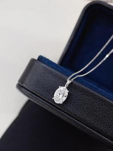 Collar con Colgante de Diamante Ovalado Cultivado en Laboratorio, Color D-E-F, Claridad VVS-VS, Joyería Fina Sostenible, Regalo para Ella - Product Image 3