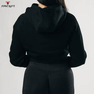 Hoodie court personnalisé pour femme – Sweat à capuche décontracté et oversize avec logo frontal, 100 % coton imperméable - Product Image 3