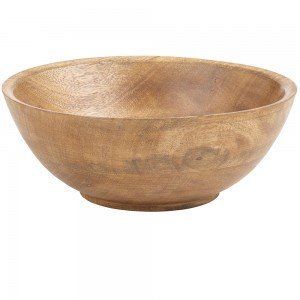 Bol de service rond en bois pour servir des fruits et des salades, construction en bois naturel, finition polie durable, pour la cuisine et la salle à manger - Product Image 2