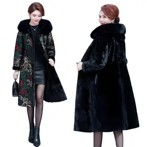 Самое популярное Женское пальто с мехом цельный 2023 осенне-зимнее новое длинное плотное теплое дышащее пальто выше колена