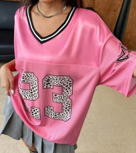 Haven Apparels - Camiseta de Fútbol Americano Rosa Unisex, Cuello en V, Sin Mangas, Nombre del Equipo Personalizado, 28, Tela de Malla Transpirable Sublimada - Product Image 4