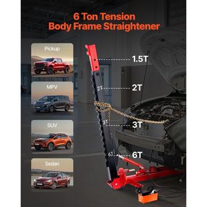 Raddrizzatore per telai auto 6T in acciaio, attrezzatura per riparazione auto con pompa idraulica a pedale da 6000 PSI e montante girevole - Product Image 2