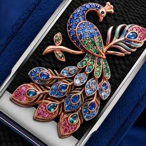 Reloj Inteligente Deportivo de Lujo para Mujer, Diseño Ligero con Tejido de Plumas Plateadas y Gemas Florales, para Uso Diario Informal - Product Image 3