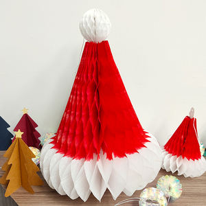 หมวกซานต้ากระดาษรังผึ้งสำหรับตกแต่งแขวนในเทศกาลคริสต์มาสและโอกาสเฉลิมฉลองต่างๆ จากโรงงาน - Product Image 4