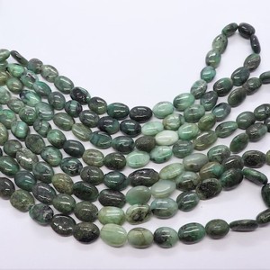 Cuentas ovaladas lisas de esmeralda natural de 8x11-9x12 mm, pepitas ovaladas de esmeralda lisas, hilo de 16 pulgadas, cuentas de esmeralda premium para la fabricación de joyería. - Product Image 1